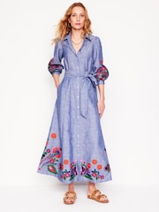 Boden Blue Clara Linen Blend Shirt Dress - Image 1 of 6