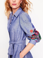 Boden Blue Clara Linen Blend Shirt Dress - Image 2 of 6