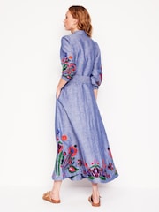 Boden Blue Clara Linen Blend Shirt Dress - Image 3 of 6