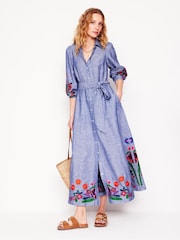Boden Blue Clara Linen Blend Shirt Dress - Image 4 of 6