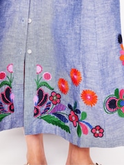 Boden Blue Clara Linen Blend Shirt Dress - Image 5 of 6