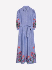 Boden Blue Clara Linen Blend Shirt Dress - Image 6 of 6