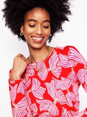 Boden Red Emilia Cotton Crew Jumper - Image 3 of 6