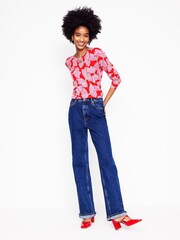 Boden Red Emilia Cotton Crew Jumper - Image 4 of 6