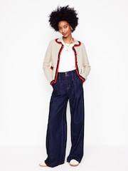 Boden Cream Holly Collared Knitted 100% Cotton Jacket - Image 3 of 8