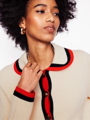 Boden Cream Holly Collared Knitted 100% Cotton Jacket - Image 5 of 8