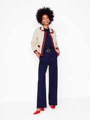 Boden Cream Holly Collared Knitted 100% Cotton Jacket - Image 6 of 8