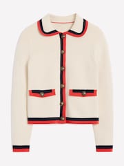 Boden Cream Holly Collared Knitted 100% Cotton Jacket - Image 7 of 8