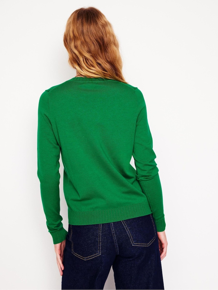 Boden Green Emilia Cotton Crew Jumper - Image 2 of 5 Boden Green Emilia Cotton Crew Jumper - Image 2 of 5
