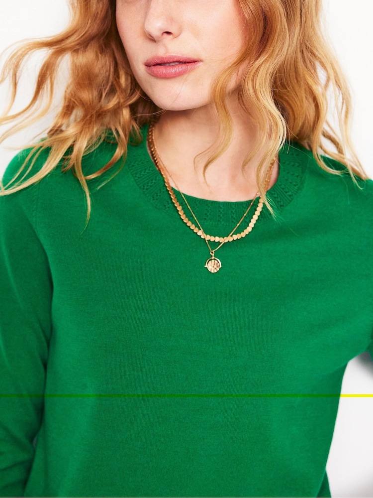 Boden Green Emilia Cotton Crew Jumper - Image 3 of 5