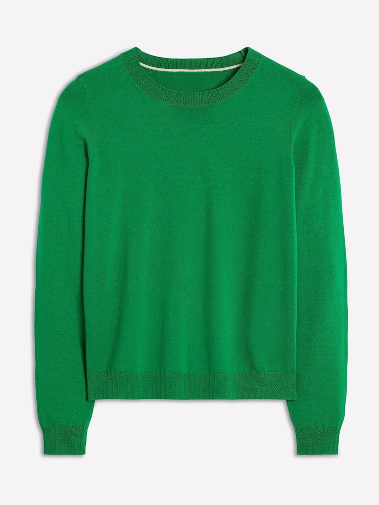 Boden Green Emilia Cotton Crew Jumper - Image 4 of 5