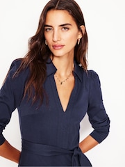 Boden Blue Imogen Collared Jersey Dress - Image 3 of 5