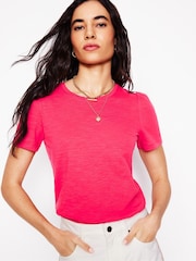 Boden Pink Puff Sleeve 100% Cotton T-Shirt - Image 1 of 5