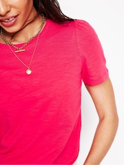 Boden Pink Puff Sleeve 100% Cotton T-Shirt - Image 2 of 5