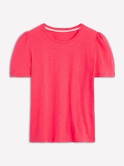 Boden Pink Puff Sleeve 100% Cotton T-Shirt - Image 5 of 5