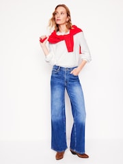 Boden White Daisy Long Sleeve 100% Cotton Top - Image 5 of 6