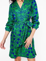 Boden Green Cleo Tie Waist 100% Linen Dress - Image 2 of 4