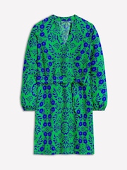 Boden Green Cleo Tie Waist 100% Linen Dress - Image 4 of 4