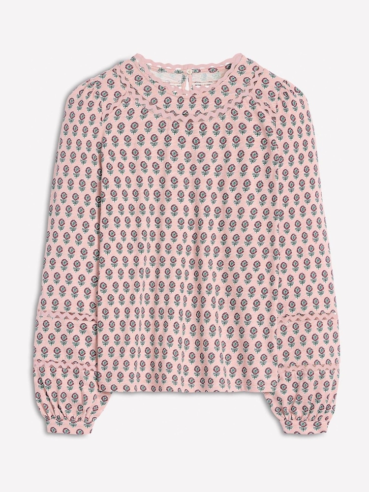 Boden Pink Daisy Long Sleeve 100% Cotton Top - Image 5 of 5 Boden Pink Daisy Long Sleeve 100% Cotton Top - Image 5 of 5