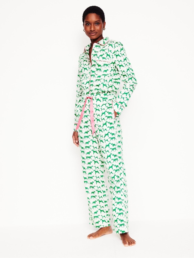 Boden Cream 100% Cotton Sateen Pyjamas Trousers - Image 1 of 5