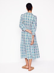 Boden Blue Elena Tiered 100% Cotton Midi Dress - Image 3 of 5