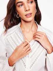 Boden White Lace Trim 100% Cotton Blouse - Image 3 of 6
