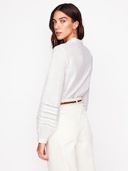 Boden White Lace Trim 100% Cotton Blouse - Image 5 of 6