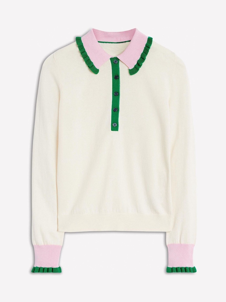 Boden Cream Frilled Blend Jumper - Image 5 of 6