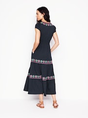 Boden Blue Embroidered Jersey Dress - Image 3 of 5