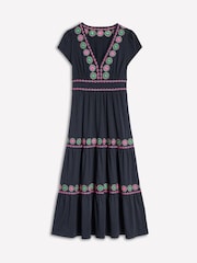 Boden Blue Embroidered Jersey Dress - Image 5 of 5