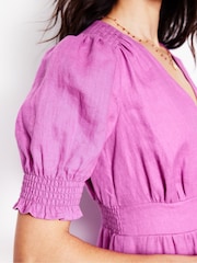 Boden Purple Anna Tiered Linen Midi Dress - Image 2 of 5
