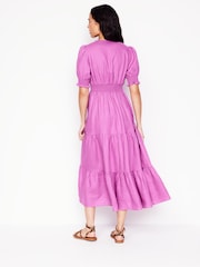 Boden Purple Anna Tiered Linen Midi Dress - Image 3 of 5