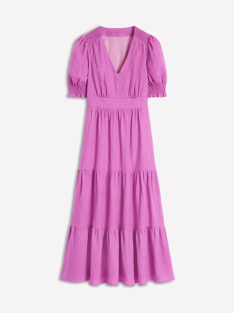 Boden Purple Anna Tiered Linen Midi Dress - Image 5 of 5