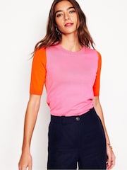 Boden Pink Emilia Cotton Crew T-Shirt - Image 1 of 6