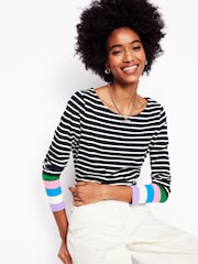 Boden Blue Ella Long Sleeve Breton 100% Cotton T-Shirt - Image 1 of 5