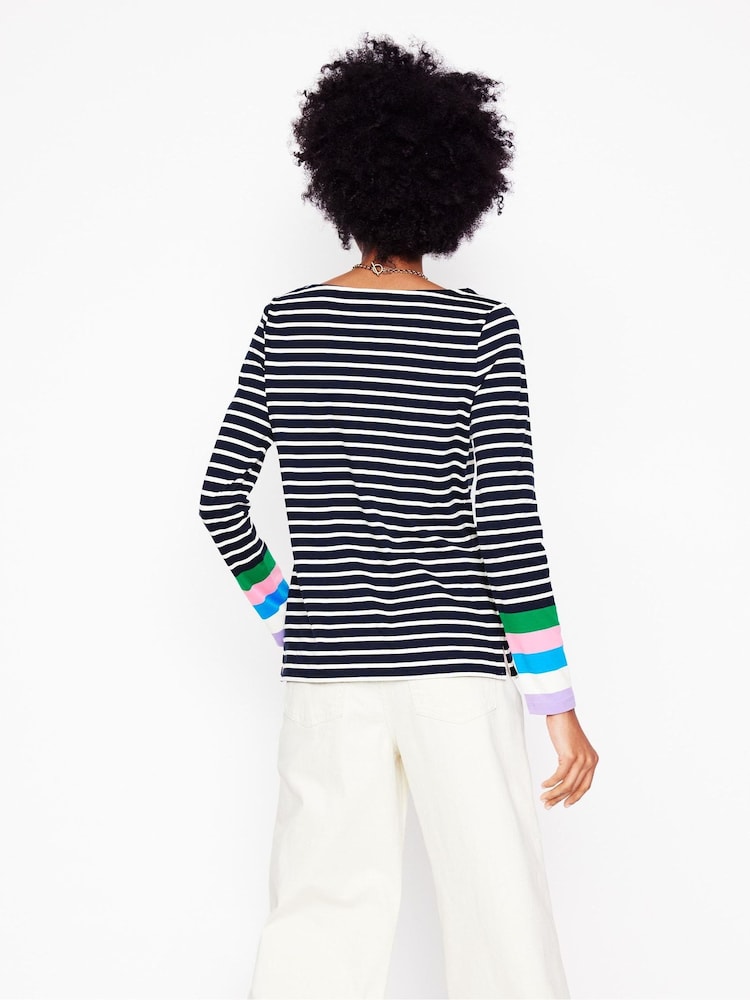 Boden Blue Ella Long Sleeve Breton 100% Cotton T-Shirt - Image 2 of 5