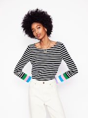 Boden Blue Ella Long Sleeve Breton 100% Cotton T-Shirt - Image 3 of 5