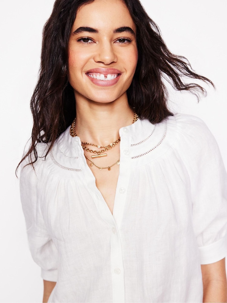 Boden White Bea 100% Linen Top - Image 2 of 5