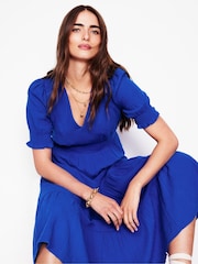 Boden Blue Anna Double Cloth Midi 100% Cotton Dress - Image 1 of 5