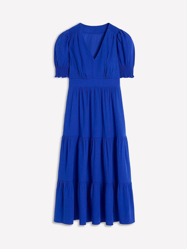 Boden Blue Anna Double Cloth Midi 100% Cotton Dress - Image 5 of 5