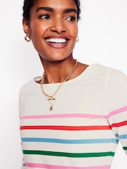 Boden White Ella Long Sleeve Breton 100% Cotton T-Shirt - Image 2 of 5
