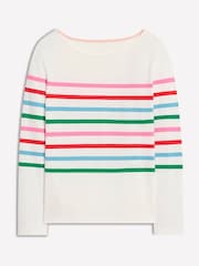 Boden White Ella Long Sleeve Breton 100% Cotton T-Shirt - Image 5 of 5