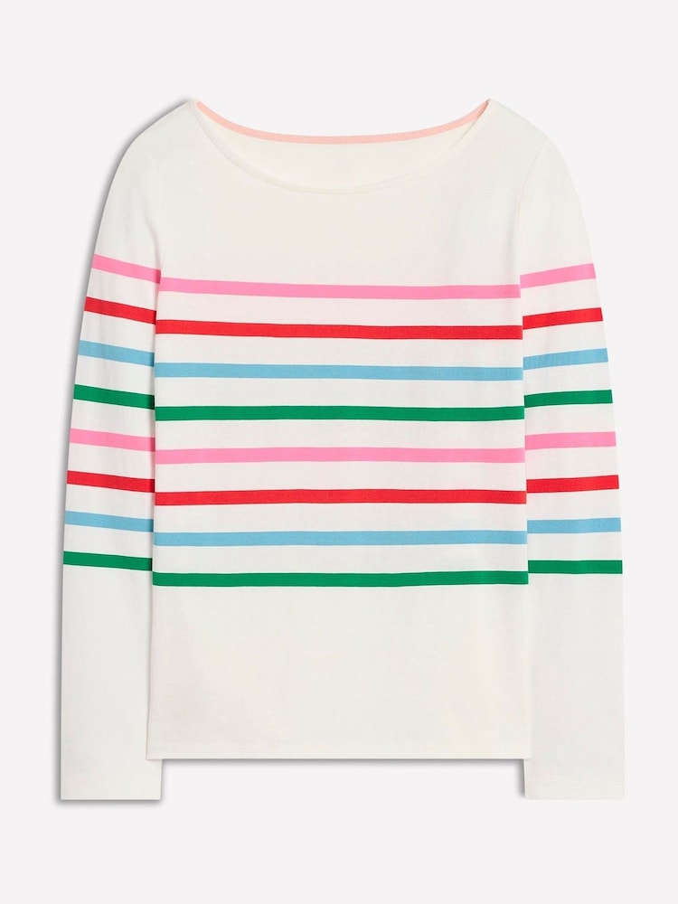 Boden White Ella Long Sleeve Breton 100% Cotton T-Shirt - Image 5 of 5 Boden White Ella Long Sleeve Breton 100% Cotton T-Shirt - Image 5 of 5