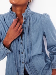 Boden Blue Felicity Denim 100% Cotton Blouse - Image 3 of 7
