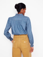Boden Blue Felicity Denim 100% Cotton Blouse - Image 4 of 7
