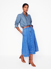 Boden Blue Felicity Denim 100% Cotton Blouse - Image 6 of 7