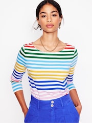 Boden Blue Ella Long Sleeve Breton 100% Cotton T-Shirt - Image 1 of 5