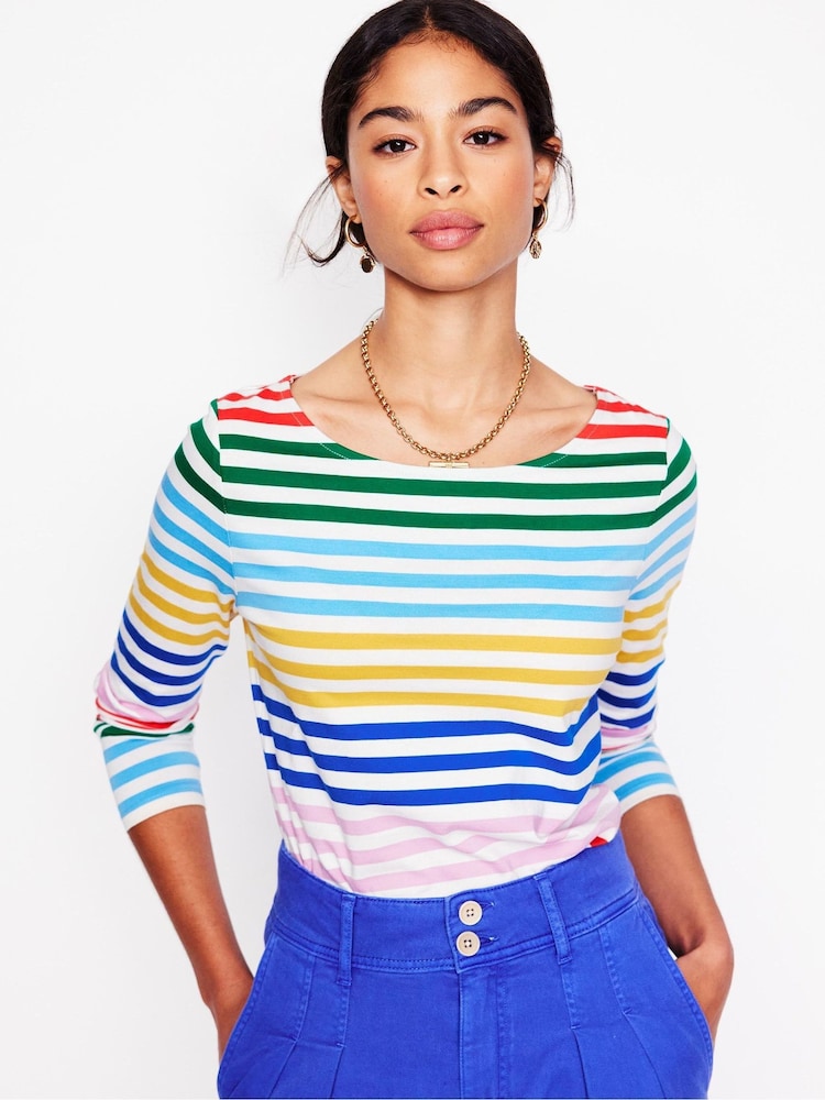 Boden Blue Ella Long Sleeve Breton 100% Cotton T-Shirt - Image 1 of 5
