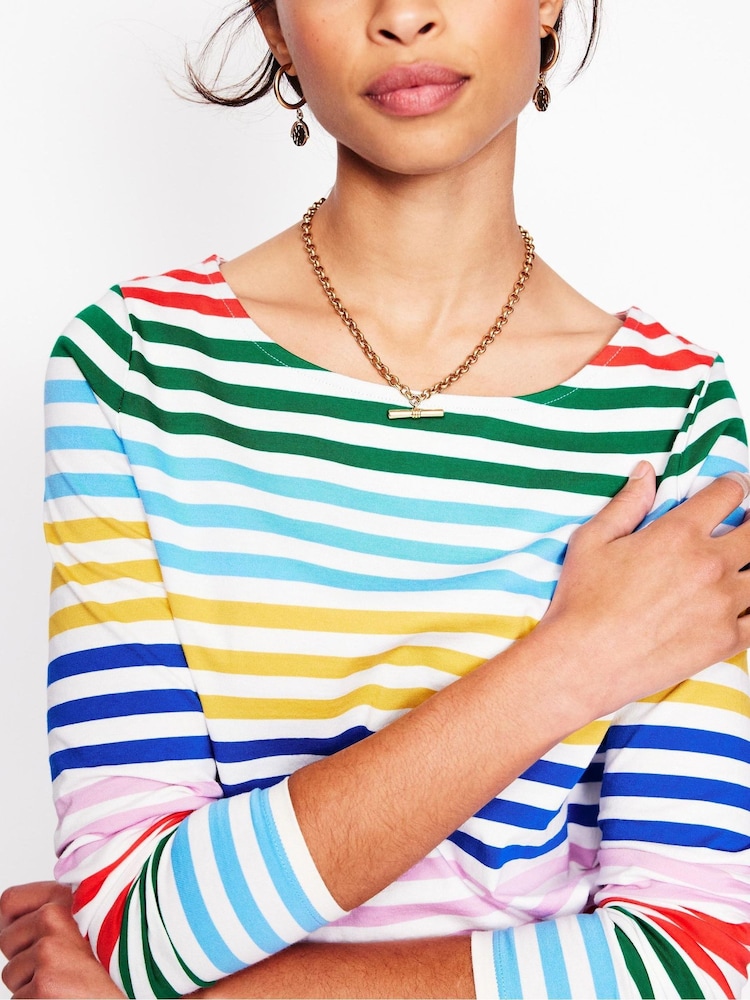Boden Blue Ella Long Sleeve Breton 100% Cotton T-Shirt - Image 2 of 5
