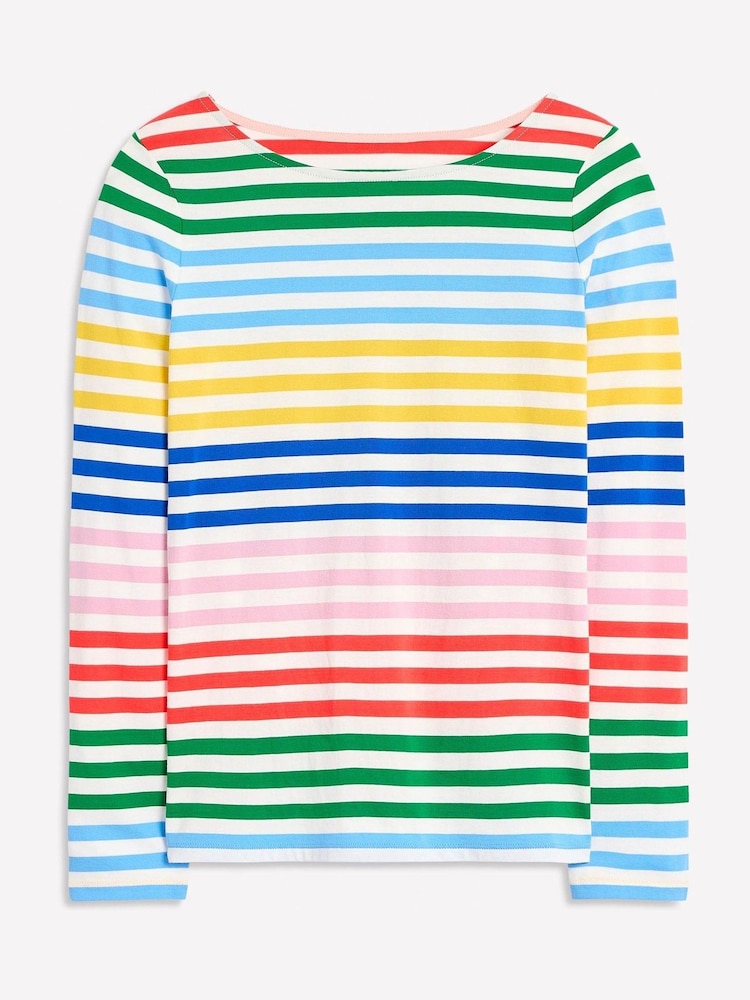 Boden Blue Ella Long Sleeve Breton 100% Cotton T-Shirt - Image 5 of 5